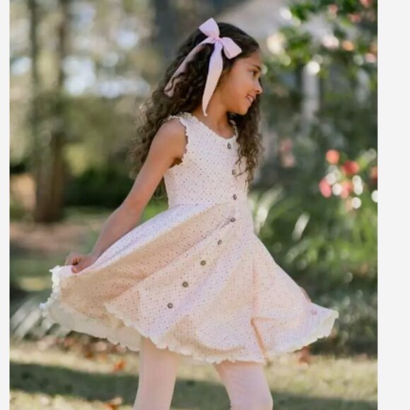 NWT Girls Omi Jo Rainbow Hearts Mauve Library Knit Dress Pink Multi Ruffled sz 7